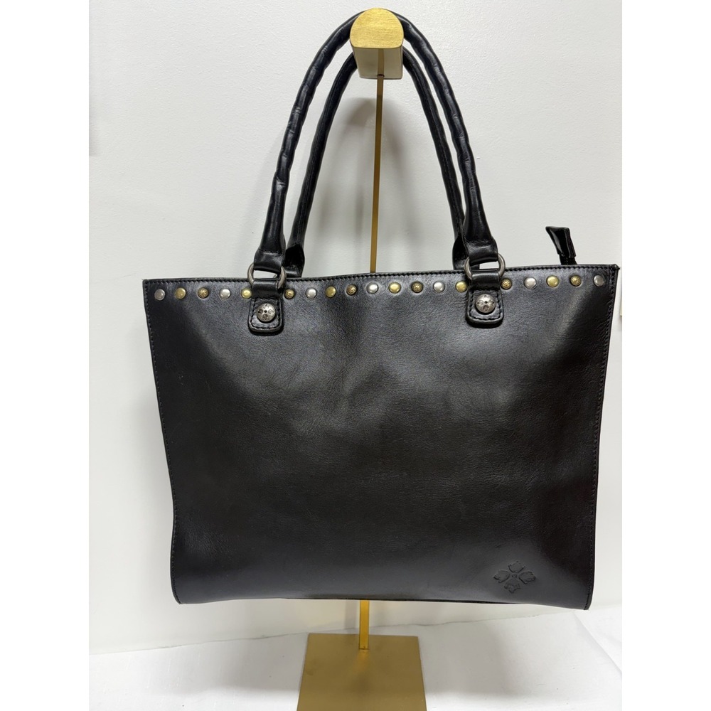 Patricia‎ Nash Tote Handbag Women's Black Studded Zip Compartment Leather